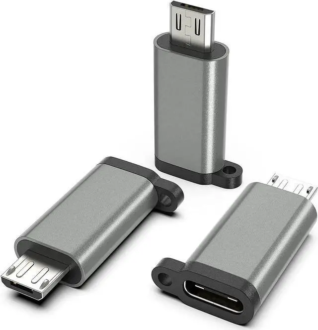 Main image of USB-C to Micro USB Adapter 3-Pack USB Type C Female to Micro USB Male Converter USB C to Micro B 2.0 Charge & Data Sync Compatible with Galaxy S7 S6 J7 Note 5 Kindle Ps4 and More -Grey