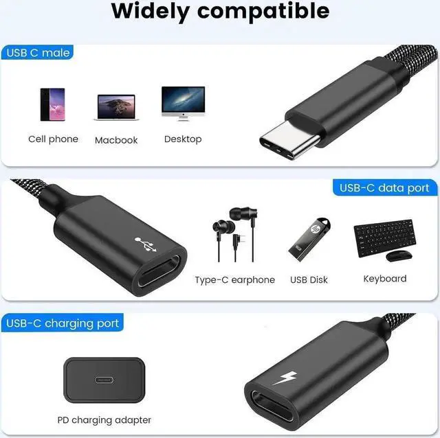 Alt view image 2 of 6 - USB C Splitter USB C to USB C Female Adapter USB Y Splitter Cable(NOT for Monitor)USB C Male to 2USB-C Female Cord Double USB C Port Hub USB C Charging Split Adapter for Mac Xbox One PS5 Laptop