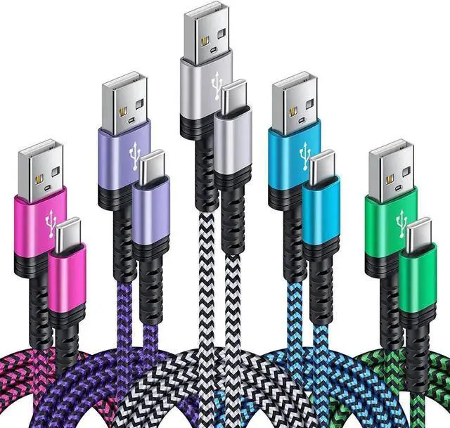 Main image of Type C Charger Cable,[ 5 Pack, 3ft 3 ft 6ft 6ft 10 ft ], 3A Android Phone Cord Fast Charging for Samsung Galaxy A12, A13,A01, S22,S21 FE 5G,S20,S10 A20,A50,Z Flip 3,Z Fold 3,20
