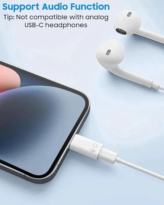Alt view image 2 of 7 - USB C Female to Lightning Male Adapter Lightning Male to USB-A Female OTG Adapter Connector for iPhone 14/13/12/11 Pro Max/iPad/iPod/AirPods Support 10W Fast Charging/Data Transfer/Audio