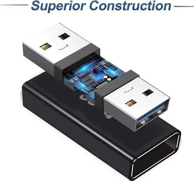 Alt view image 3 of 5 - USB Female to Female Adapter (3-Pack) USB 3.0 Female to Type A Female 3.0 Cable Coupler for Connecting Two USB Male Ends Cord Extension Connector (Black (Upgraded))