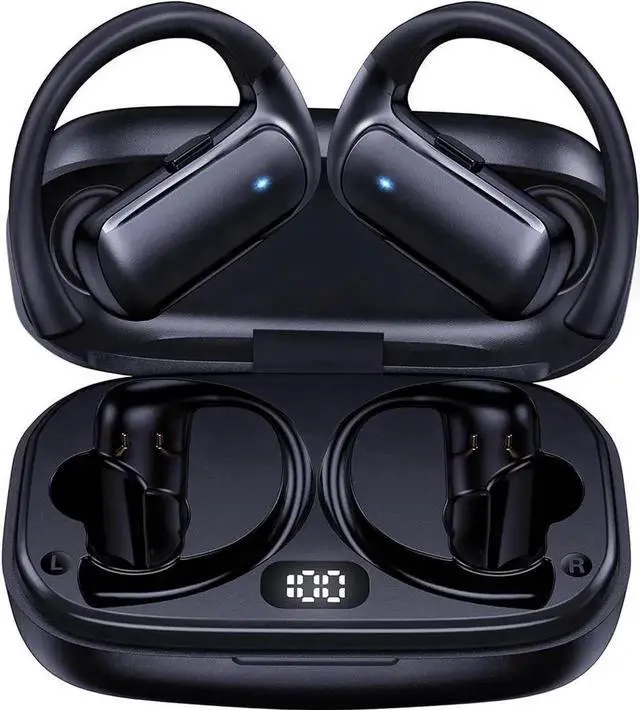 Main image of True Wireless Earbuds, Bluetooth Headphones with Earhook 30Hrs Playtime Sport Ear Buds IPX7 Waterproof Over-Ear Headsets with Microphones Earphones for Workout Fitness Running Gym Black