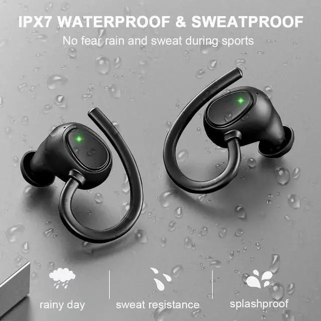 Main image of True Wireless Earbuds, Bluetooth 5.3 Earbuds Running Wireless Headphones In Ear with ENC Mics, Wireless Earphones Noise Cancelling Ear buds with Sport Earhook IP7 Waterproof, 48H Stereo Bass/USB-C/LED