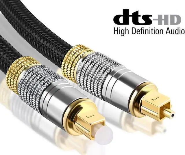 Main image of Digital Optical Audio Cable 6.6 Feet /1.8M, [Gold-Plated, Durable Nylon] Fiber Optic Toslink Cord, Toslink Coaxial SPDIF Dolby 7.1 Soundbar 5.1 Fiber Cable for HI-FI Sound Bar Home Theater PS4 Xbox