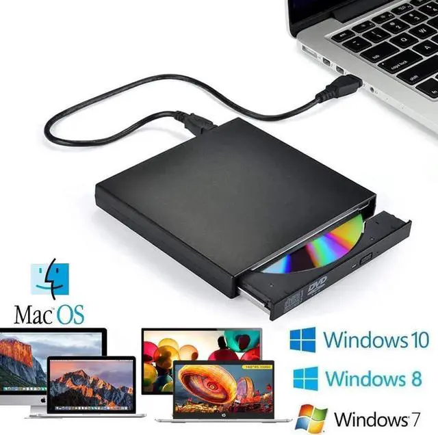 Alt view image 4 of 7 - External DVD CD Drive USB2.0, UltraSlim Portable CD-RW DVD-R Combo Burner Writer Player for Laptop Notebook PC Desktop Computer, Black (Including Two Cables)