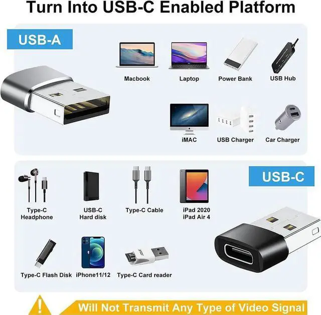 Alt view image 7 of 7 - USBC to USB Adapter 8 Pack USB to USBC-C Adapter USB-C to USB Adapter USB to USBC Adapter USB to USB-C Adapter USB to C Adapter for iPhone 15 14 13 MacBook Pro iPad iMac and More(Grey)