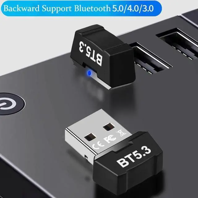 Alt view image 2 of 6 - USB Bluetooth 5.3 Adapter for PC, Mini 5.3 Bluetooth EDR Dongle Receiver Transmitter Plug and Play Support Windows 11/10/8.1/8 for Desktop, Laptop, Bluetooth Headsets, Speakers, Keyboard, Mouse