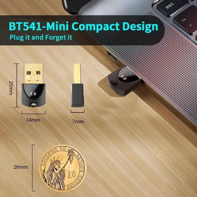 Main image of Upgraded Bluetooth 5.4 Adapter for PC Laptop, Wireless USB Bluetooth Dongle for Desktop Windows 11/10/8.1/7, Plug n Play for Bluetooth Headphones Headset Speaker Mouse Keyboard Game Controller