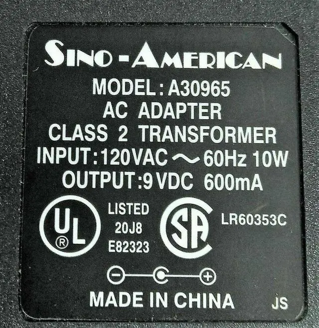 Alt view image 2 of 3 - Sino-American A30965 AC Adapter Transformer 9V 600mA for QUIKTEL A30980 D454865
