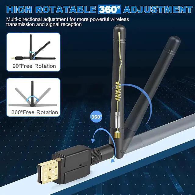 Alt view image 7 of 7 - Long Range Bluetooth Adapter for PC 5.3, USB Bluetooth Adapter Dongle 328FT / 100M, 5.3+EDR Bluetooth Wireless Transmitter Receiver for Desktop Laptop PC with Windows 11/10/8.1