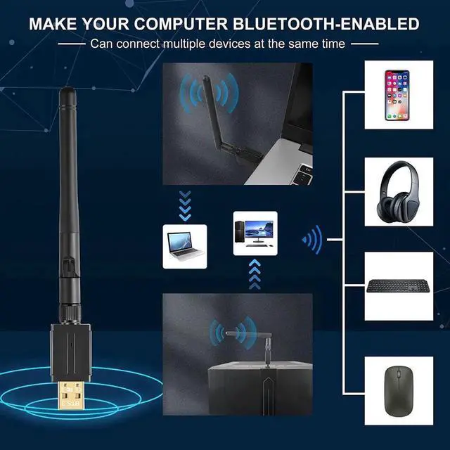 Alt view image 4 of 7 - Long Range Bluetooth Adapter for PC 5.3, USB Bluetooth Adapter Dongle 328FT / 100M, 5.3+EDR Bluetooth Wireless Transmitter Receiver for Desktop Laptop PC with Windows 11/10/8.1