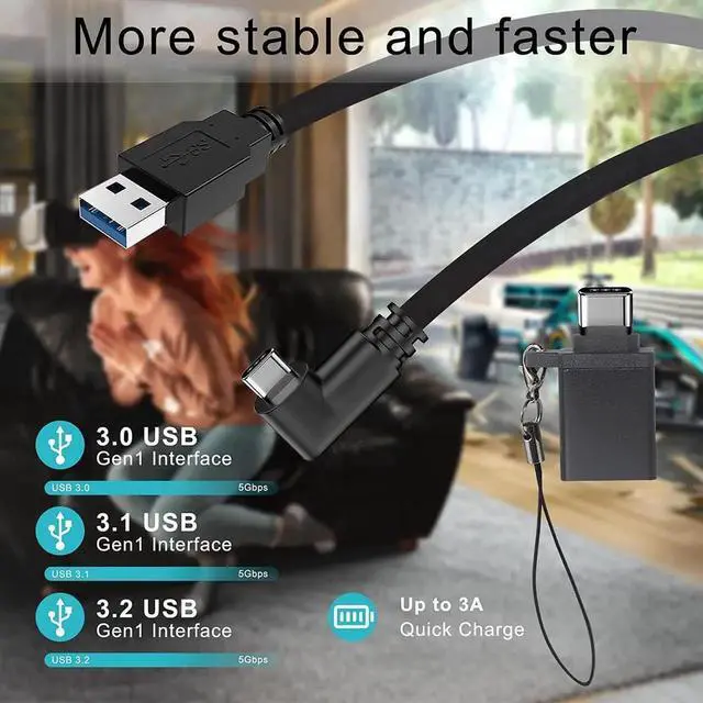 Alt view image 2 of 7 - VR Link Charger Cable 16FT- Long USB A to C Cable Compatible with Oculus Quest, Oculus Quest 2 Link Cable for PC Game USB 3.1 Gen1 A to USB C High Speed Data Transfer Fast Charging Cord for Gaming PC