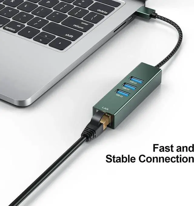 Main image of AUTYUE USB 3.0 to Ethernet Adapter Gigabit, High-Speed 3 USB 3.0 Hub with Ethernet Aluminum 4-in-1 USB-A to LAN Network RJ45 Port, Compatible with Windows, i-Mac, Linux, PC, Chromebook Laptops