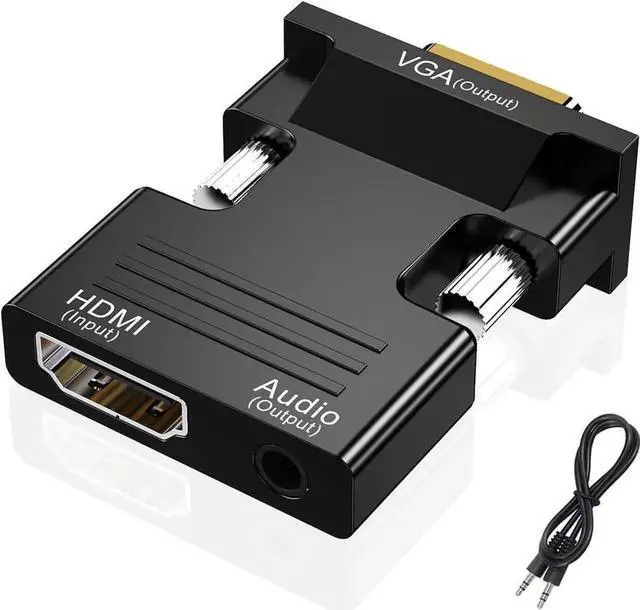Main image of HDMI to VGA Adapter Converter Audio Output Computer Set-top Box Connector Dongle for Laptop PC Monitor Projector HDTV Chromebook Xbox -3.5mm Stereo Cable Included