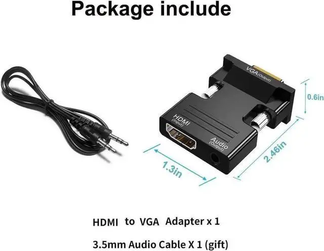 Alt view image 2 of 6 - HDMI to VGA Adapter Converter Audio Output Computer Set-top Box Connector Dongle for Laptop PC Monitor Projector HDTV Chromebook Xbox -3.5mm Stereo Cable Included