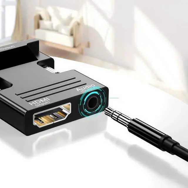 Alt view image 6 of 6 - HDMI to VGA Adapter Converter Audio Output Computer Set-top Box Connector Dongle for Laptop PC Monitor Projector HDTV Chromebook Xbox -3.5mm Stereo Cable Included