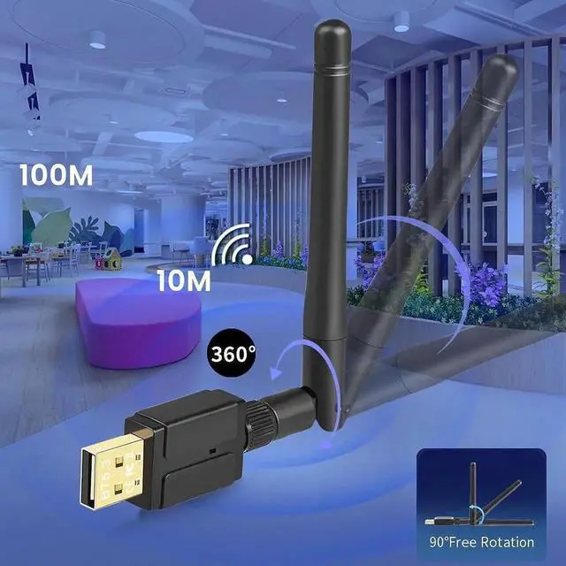 Alt view image 7 of 7 - Bluetooth Adapter for PC, USB Bluetooth 5.3 Adapter, Long Range 328FT/100M Bluetooth Dongle, Driver Free BT5.3 Adapter Compatible with Computer Windows 11/10/8.1, For Bluetooth Keyboard Mouse Printer