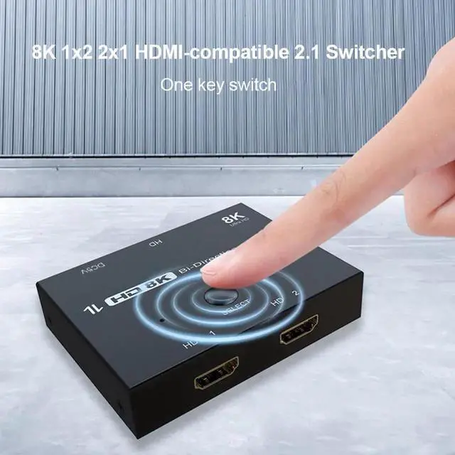 Alt view image 6 of 7 - HDMI 2.1 Switcher Bi-Direction 2 in 1/ 1 in 2 8K@60Hz 4K@120Hz Ultra HD KVM Switcher Adapter for PS4/5 TV Box HDTV Xbox Projector