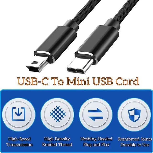 Alt view image 3 of 7 - [2 Pack] Mini USB to USB C Cable, Type C to Mini USB B High Speed Adapter Converter Cable Cord Compatible with M-a-c-B-o-o-k Air/i-P-a-d Pro/i-M-a-c Pro/H-P De-ll XPS/Chromebook/Digital Camera (1M)