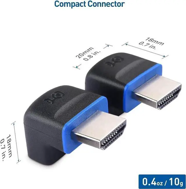 Alt view image 7 of 7 - 2-Pack 8K@60Hz 90 Degree Right Angle HDMI 2.1 Adapter 48Gbps (8K HDMI 90 Degree Adapter 4K@240Hz 90 Degree HDMI Adapter Male to Female 8K Right Angle HDMI Cable Adapter) in Black