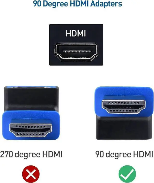 Alt view image 5 of 7 - 2-Pack 8K@60Hz 90 Degree Right Angle HDMI 2.1 Adapter 48Gbps (8K HDMI 90 Degree Adapter 4K@240Hz 90 Degree HDMI Adapter Male to Female 8K Right Angle HDMI Cable Adapter) in Black