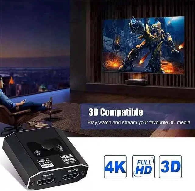 Alt view image 5 of 7 - HDMI Switch HDMI Splitter, 4K@60hz Aluminum HDMI 2.0 Switcher 2 in 1 Out, HDMI Splitter 1 in 2 Out,Bi-Directional Switch Support 4K 3D HDR for Xbox PS5/4/3 Blu-Ray Player Fire Stick Roku HDTV