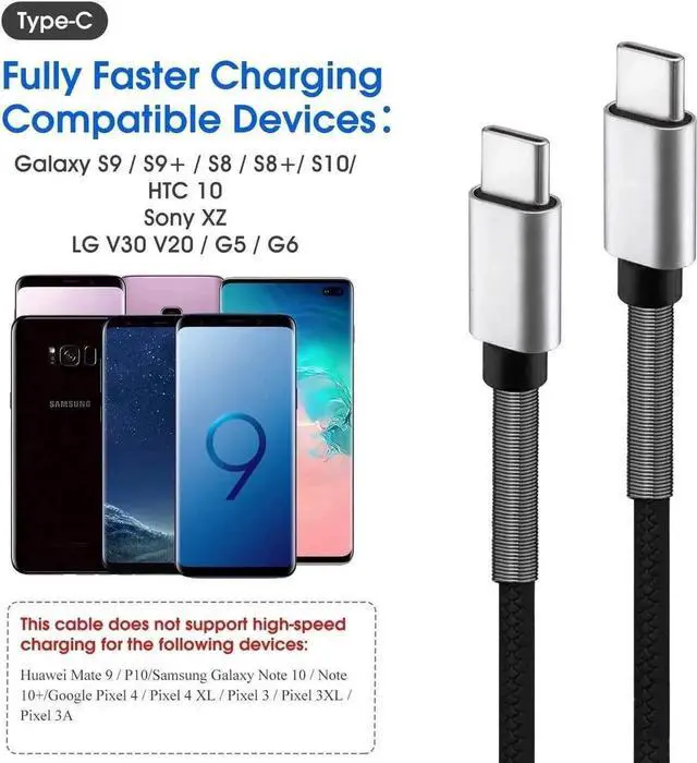 Alt view image 6 of 7 - USB C to USB C Cable10Ft 2Pack Usbc to Usbc Charging Cable Cord 60W/3A Fast ChargerType C to USB Adapter for Galaxy S22/S22+ S21/S21+ Ultra 5G S20/S20+ Ultra 5G Note 20/10 Pixel Switch