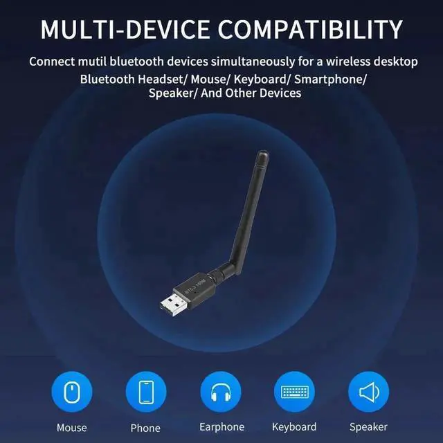 Alt view image 4 of 7 - Bluetooth 5.3 Adapter for Desktop PC, Plug & Play Bluetooth 5.3 EDR Class 1 USB Bluetooth Dongle Wireless Transfer Transmitter Receiver 328FT/100M for BT Mouse/Keyboard/Headphones Support Win11/10/8.1