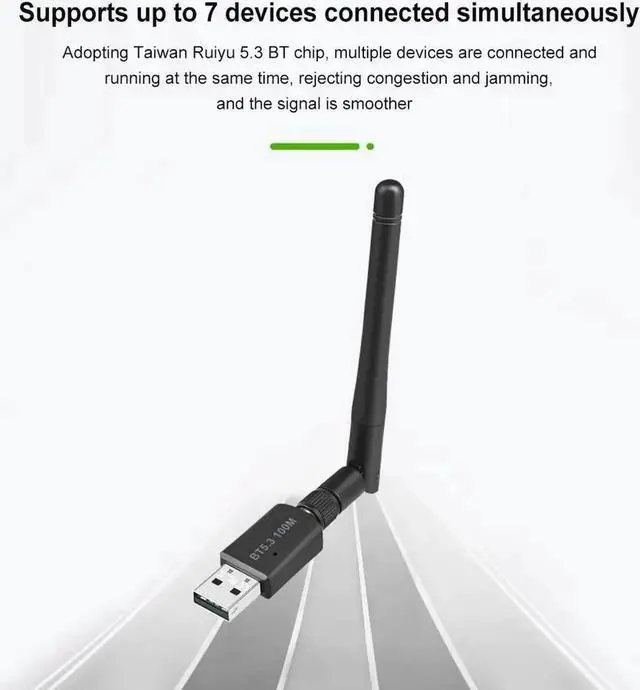 Alt view image 6 of 7 - Bluetooth 5.3 Adapter for Desktop PC, Plug & Play Bluetooth 5.3 EDR Class 1 USB Bluetooth Dongle Wireless Transfer Transmitter Receiver 328FT/100M for BT Mouse/Keyboard/Headphones Support Win11/10/8.1