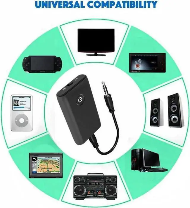 Alt view image 6 of 7 - 2-in-1 Bluetooth 5.0 Transmitter Receiver with 3.5mm Jack Aux for TV PC Home Car Sound System