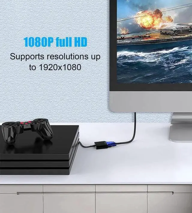 Alt view image 3 of 7 - HDMI to VGA Gold-Plated HDMI to VGA Adapter (Male to Female) for Computer Desktop Laptop PC Monitor Projector HDTV Chromebook Raspberry Pi Xbox and More - Black 3 Pack