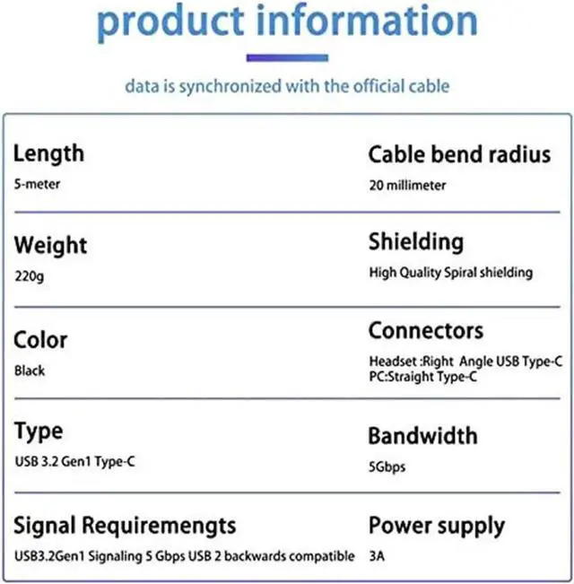 Alt view image 6 of 7 - USB C to USB C Cable, VR Link Cable 16ft(5M) for Oculus Quest 2 / Quest 1 USB C to Type C with E-Mark Chip USB3.2 Gen 1 5Gbps ,High Speed Data Transfer & Fast Charging
