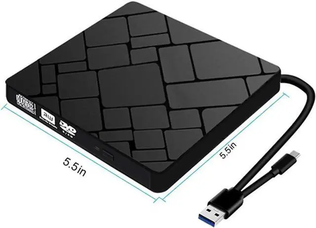 Alt view image 2 of 7 - [New Arrival] External DVD Drive for Laptop, Portable High-Speed USB-C&USB 3.0 CD Burner/DVD Reader Writer for PC Desktops, Compatible with Windows/Mac OSX/Linux