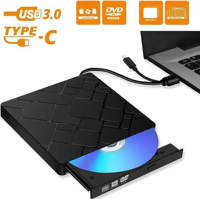 Main image of [New Arrival] External DVD Drive for Laptop, Portable High-Speed USB-C&USB 3.0 CD Burner/DVD Reader Writer for PC Desktops, Compatible with Windows/Mac OSX/Linux