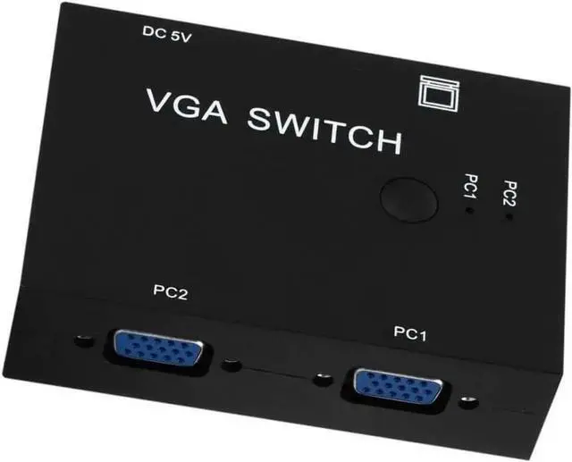 Alt view image 7 of 7 - 2 Port VGA SVGA Monitor Sharing Switch Box 2-in 1-Out for LCD PC TV Monitor