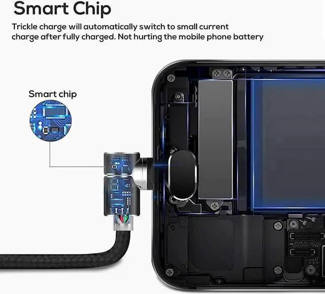 Alt view image 2 of 7 - 6.6ft 90 Degree Magnetic 3 in 1 Charging Cable USB Charger Cable Micro USB/Type C/L Connectors Magnetic Led Indicator for All Cell Phones Universa Charger Cable Multiple Charger Cable (Black)