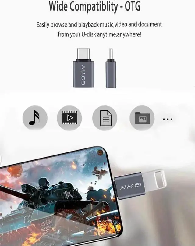 Alt view image 6 of 6 - [10Gbps USB C to USB Adapter USB C Male to USB Female Adapter USB3.2 Gen 2 3-Pack Compatible with MacBook Pro/Air Laptops Phones and Other Type C or Thunderbolt 4/3 Devices(Grey)