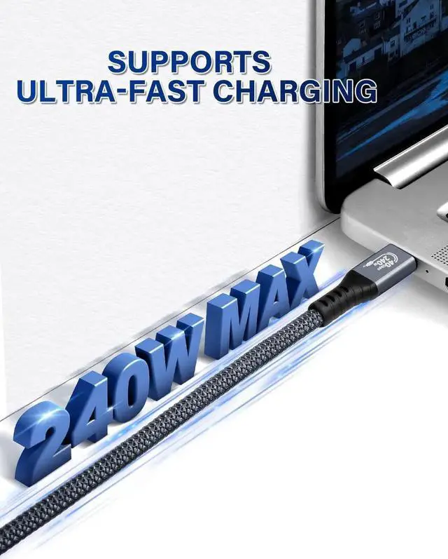 Alt view image 4 of 7 - [Upgraded] USB4 Cable Compatible with Thunderbolt 4/3 Cable 1M / 3.3 ft, Supports 240W Charging / 8K Display / 40Gbps Data Transfer USB C to USB C USB 4 Cable, for Type-C Latops, Hub, Docking and More