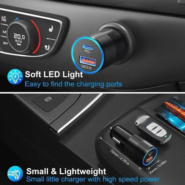 Alt view image 7 of 7 - USB C Car Charger 2 Pack, Bangfun 36W Cigarette Lighter Adapter USB Car Charger Fast Charging Dual Port [PD+QC 3.0] 12V Car Phone Chargers for iPhone 15 14 13 12 11 Pro Max, Samsung S23 S22 A53 A14