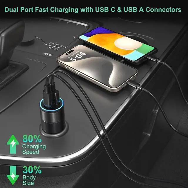 Alt view image 6 of 7 - USB C Car Charger 2 Pack, Bangfun 36W Cigarette Lighter Adapter USB Car Charger Fast Charging Dual Port [PD+QC 3.0] 12V Car Phone Chargers for iPhone 15 14 13 12 11 Pro Max, Samsung S23 S22 A53 A14