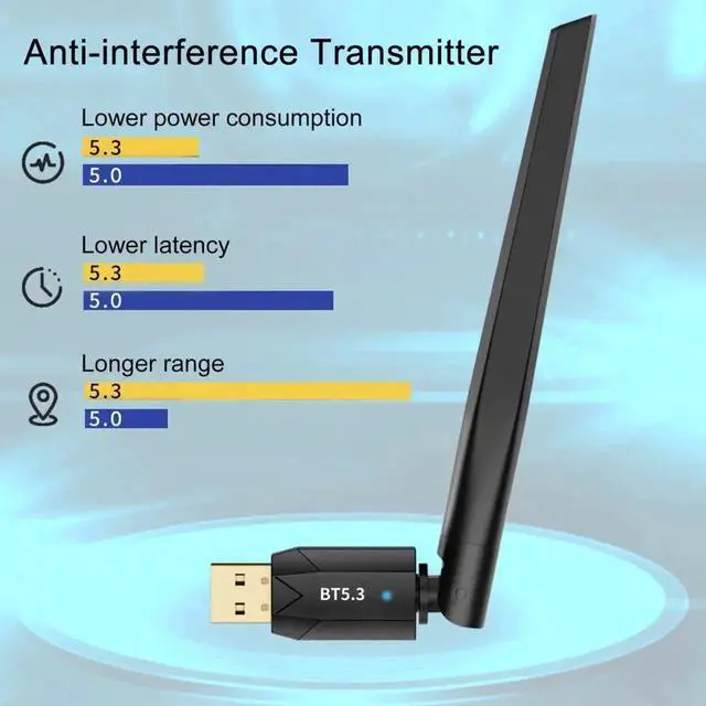 Alt view image 5 of 7 - USB Bluetooth Adapter for PC, USB Bluetooth 5.3 Dongle, Long Range 492FT / 150M Bluetooth Stick Receiver & Transmitter, Plug and Play for Windows 11/10/8.1, for Bluetooth Keyboard Mouse