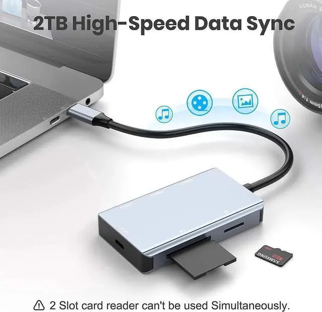 Alt view image 3 of 7 - 5-in-1 USB C Hub with SD Card Reader, USB C to SD Card Reader Adapter with 3 USB 3.0 Port & 5V Power Supply, 2TB Capacity Memory Card for MacBook Camera Android Windows Linux and Other Type C Device
