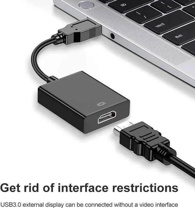Alt view image 7 of 7 - USB to HDMI Adapter USB 3.0/2.0 to HDMI Cable Multi-Display Video Converter- PC Laptop Windows 7 8 10 Desktop Laptop PC Monitor Projector HDTV.[Not Support Chromebook]
