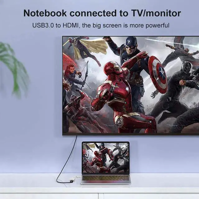 Alt view image 6 of 7 - USB to HDMI Adapter USB 3.0/2.0 to HDMI Cable Multi-Display Video Converter- PC Laptop Windows 7 8 10 Desktop Laptop PC Monitor Projector HDTV.[Not Support Chromebook]