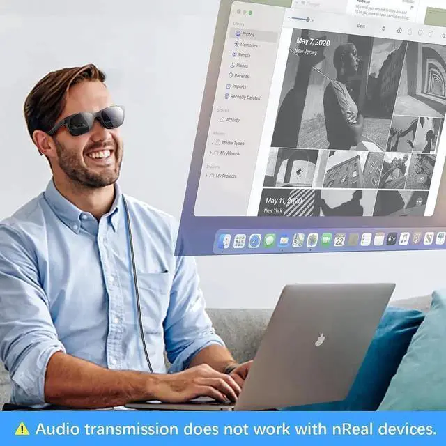 Alt view image 5 of 7 - HDMI Male to USB-C Female Cable Adapter with USB-C Power Cable Type C 3.1 (Display) to HDMI (Source) Converter 4K 60Hz Thunderbolt 3 Adapter for New MacBook Pro Mac Surface Xreal Air Rokid