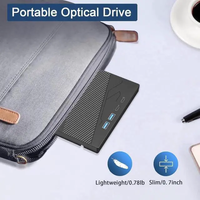 Alt view image 4 of 7 - AUTYUE 7 in 1 External CD DVD Drive, USB3.0 Portable CD/DVD +/-RW Drive/DVD Player With SD/TF Card Reader 4 USB Ports CD ROM Burner Compatible With Laptop Desktop PC Windows 7/8/10/11/XP, Linux, MacOS