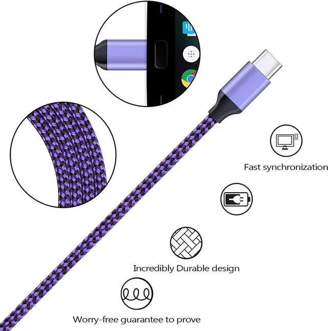 Alt view image 7 of 7 - 4Pack USB C Fast Phone Charger 3ft 3ft 6ft 6ft Type A to Type C Charging Cable Android Car Power Cord for Samsung Galaxy S21/S21 Plus/S21 Note 20 Ultra/10 A42 A51 A52 A71 S10 A01 A11 A21 A31 iPad