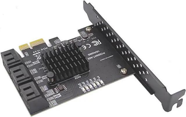 Alt view image 4 of 5 - PCIe SATA Card, PCI-E 1X3.0 to 6 Port SATA Card, SATA Controller Expansion Card with Low Profile Bracket, Non-Raid, Boot as System Disk, Support 6 SATA 3.0 Devices
