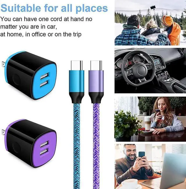 Alt view image 4 of 6 - Type C Charger Fast Charger Block Wall Plug Android USB C Cord C Charger Cable Fast Charging for Samsung Galaxy S23 S22 S21 Ultra/S21 Plus/S21/S20/S20 FE/S10/S9/A10e/A32/A71/Note 20 10 9,Moto G8/G7