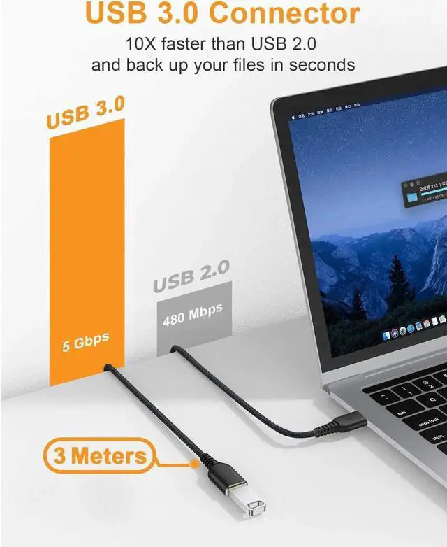 Alt view image 4 of 7 - USB 3.0 Extension Cable 10ft/3M, Type A Male to Female Cable USB Extension Cord, USB Extender 5Gbps High Speed Data Transfer Compatible with Laptop, Desktop, Printer, Camera, Flash Drive, Scanner etc